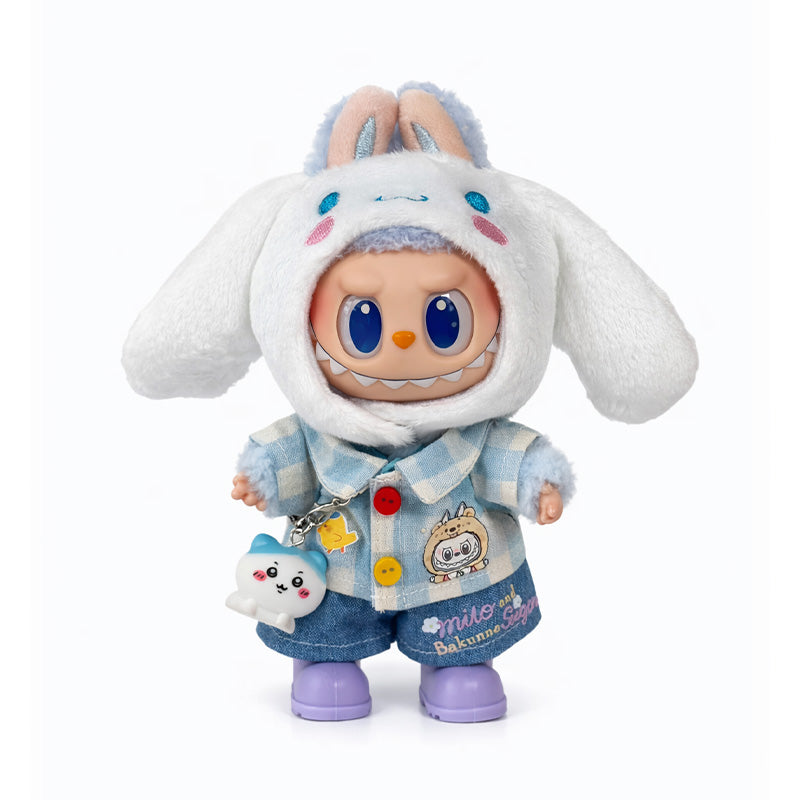 Toy Outfit - Blue shirt + denim jeans + purple shoes + Chiikawa charm