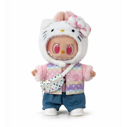 Toy Outfit - Pink top + pink vest + denim jeans + white shoes + white bag