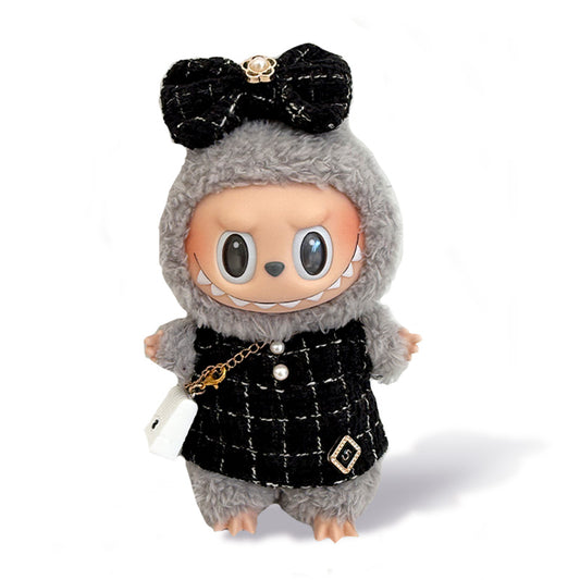 Labubu Outfit - Black dress + bow + white bag