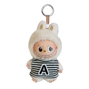 Mini Labubu Pin for Love Letter Grey Stripes Outfit