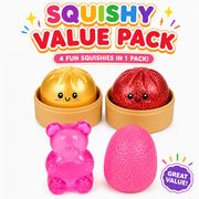 10cm Viral Glitter Dumpling Squishy Value Pack 4 Pack | AU STOCK