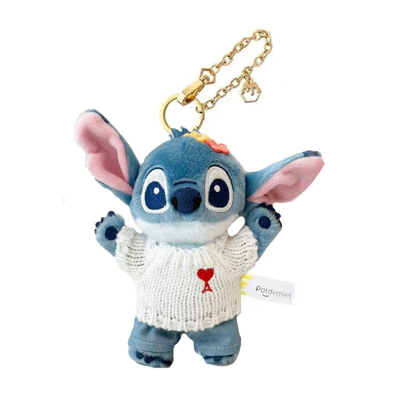 Authentic Stitch with White sweater +Pants Plush Doll Keyrings